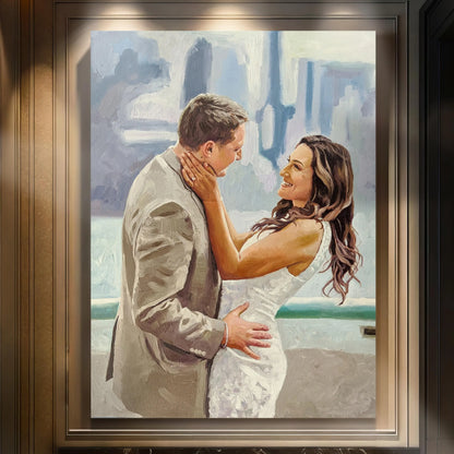 Anniversary Wedding Oil Portrait - Hand Painted from Photo