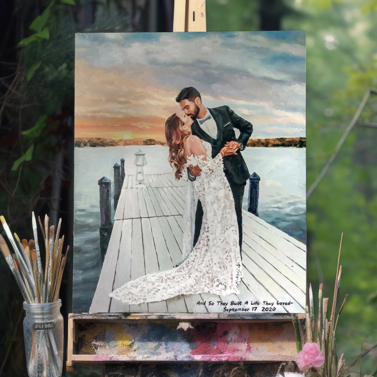 Anniversary Wedding Oil Portrait - Hand Painted from Photo