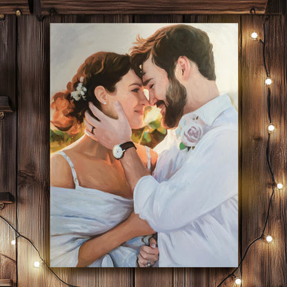 Couple Oil Portrait - Hand Painted from Photo