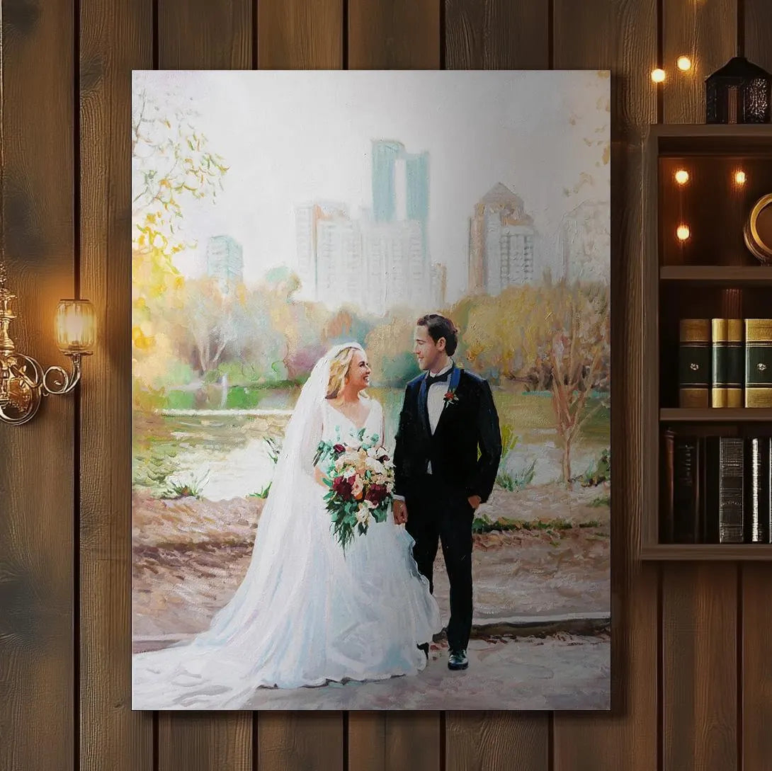 Anniversary Wedding Oil Portrait - Hand Painted from Photo