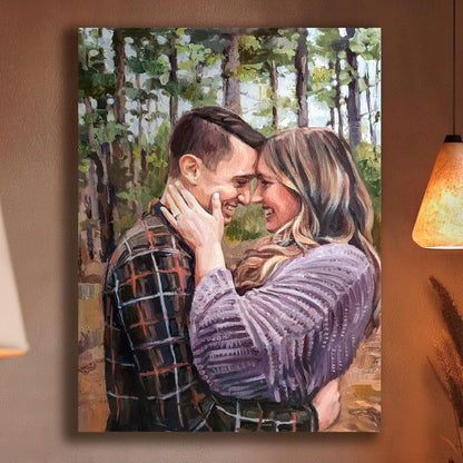 Couple Oil Portrait - Hand Painted from Photo