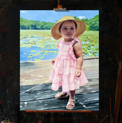 Kids Oil Portrait - Hand Painted from Photo