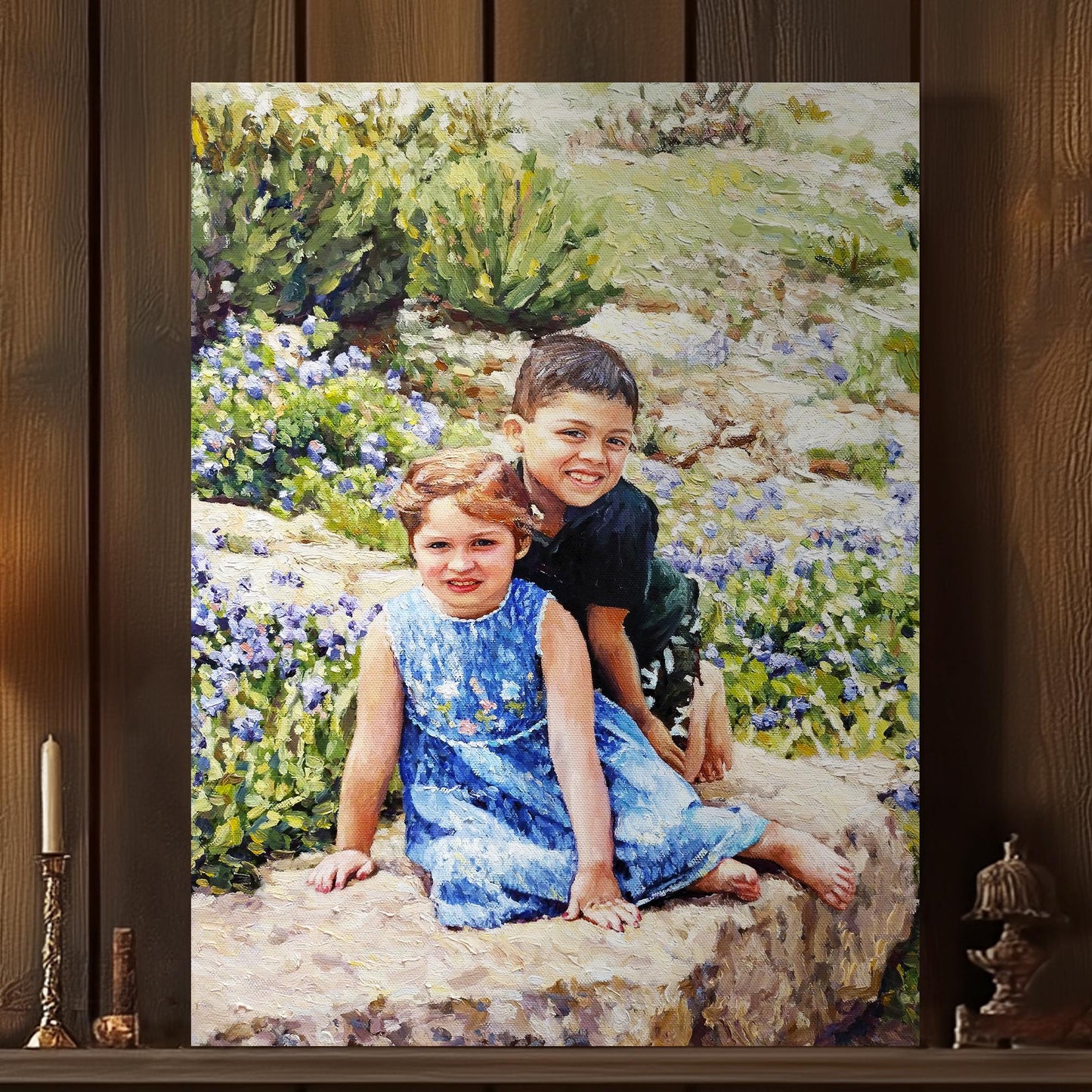 Kids Oil Portrait - Hand Painted from Photo