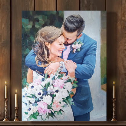 Anniversary Wedding Oil Portrait - Hand Painted from Photo