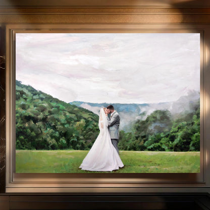 Anniversary Wedding Oil Portrait - Hand Painted from Photo