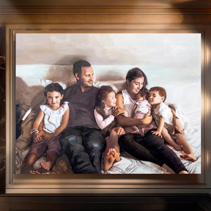 Family Oil Portrait - Hand Painted from Photo