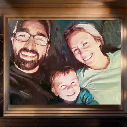 Family Oil Portrait - Hand Painted from Photo