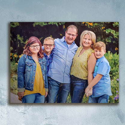 Family Oil Portrait - Hand Painted from Photo